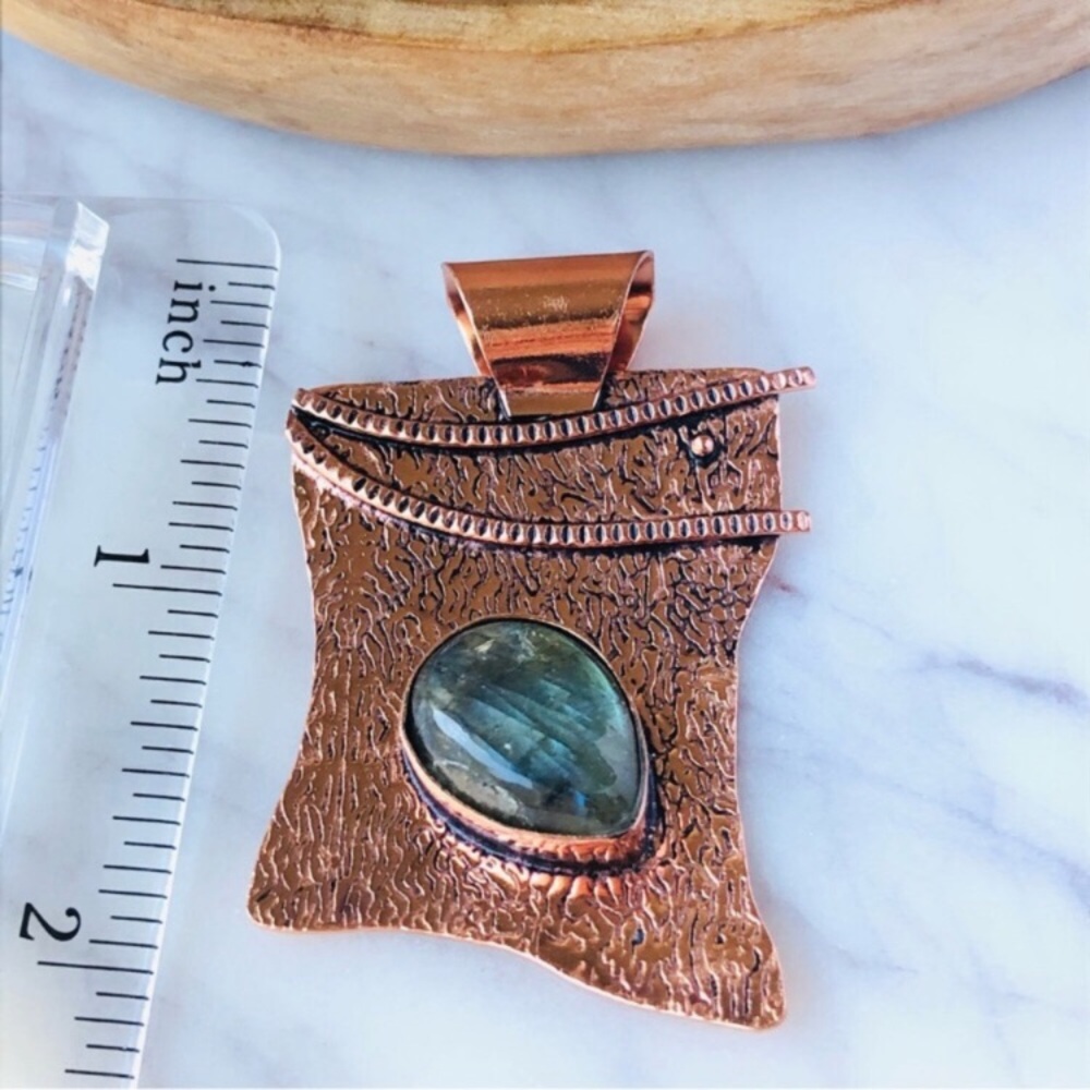 Copper Plated Labradorite Stone Statement Boho Pe… - image 8